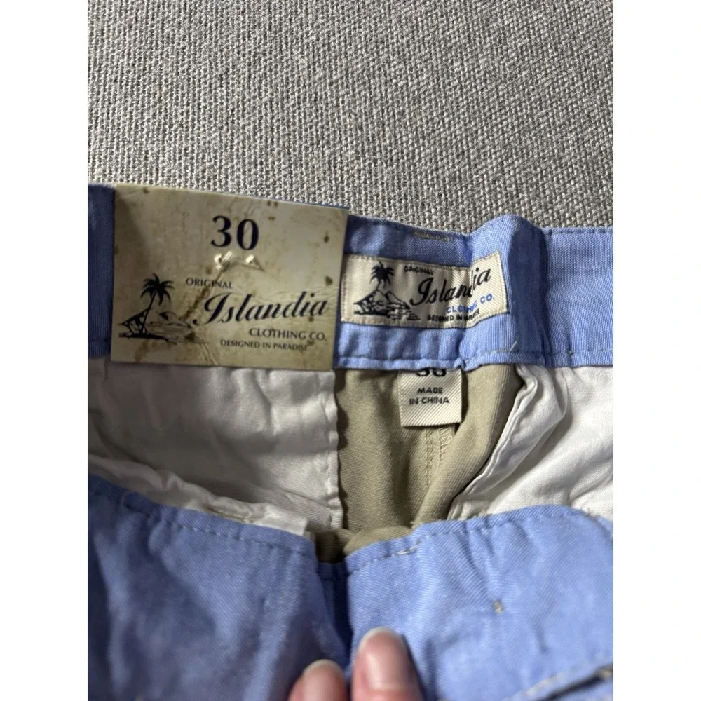 Original Islandia Sport Men's Khaki Belted Chino Shorts 30 Cotton, Preppy, USA